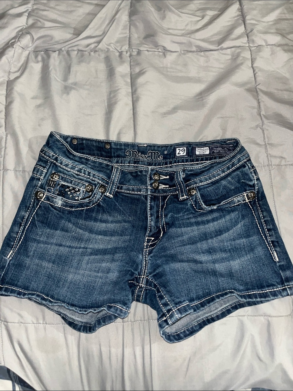 Miss Me Blue Washed Denim Jean Shorts